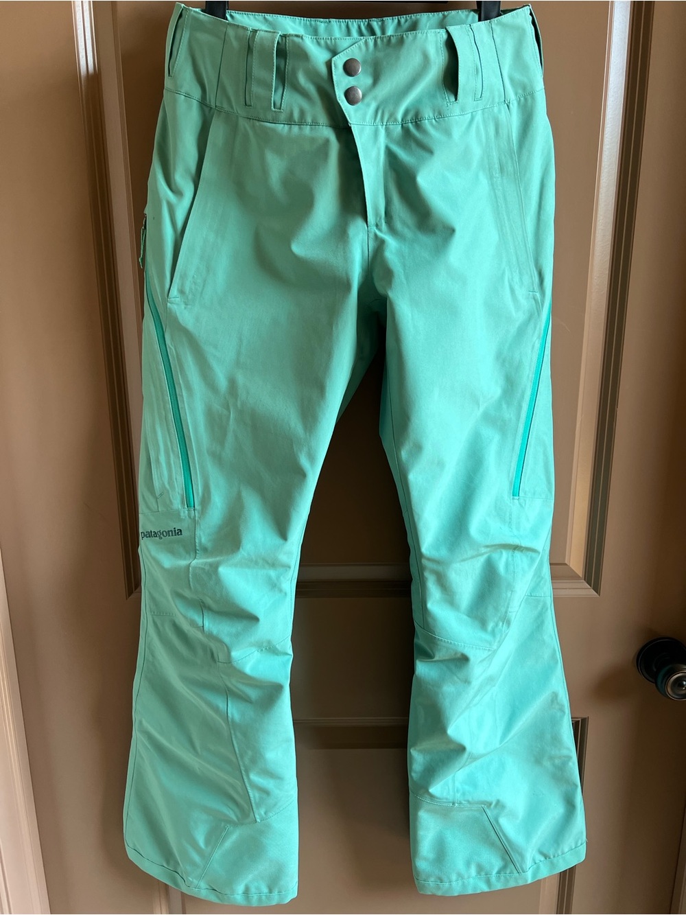 Patagonia Powder Bowl Gore-Tex Ski Pants Women’s Small Aqua Stone